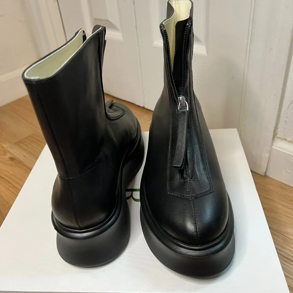 The Row Black Zipped Boot I in Leather - Picture 3 of 12